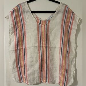 Antibes Blanc 100% linen top size XL (Q103)